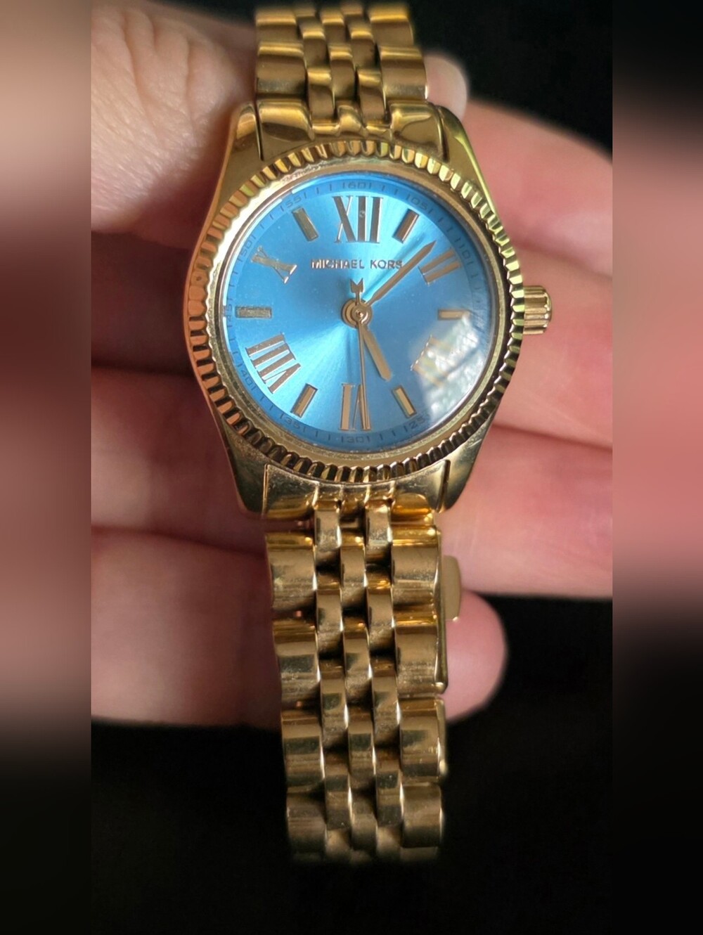 Michael Kors Gold Bracelet Watch with Blue Dial